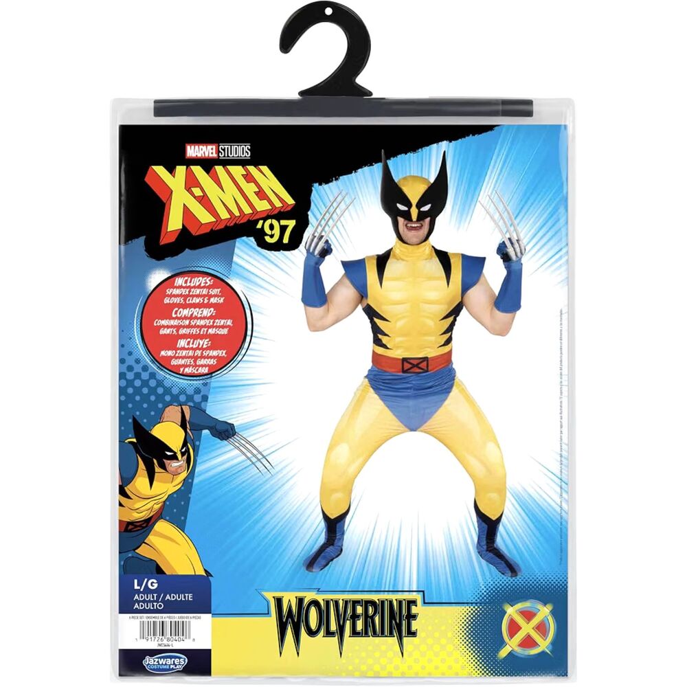 MARVEL Wolverine Adult Deluxe Zentai Halloween Costume Suit Gloves Claws LARGE
